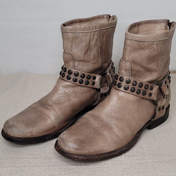 FRYE WOMEN'S PHILLIP STUDDED HARNESS BOOTS - Picture 1 of 8